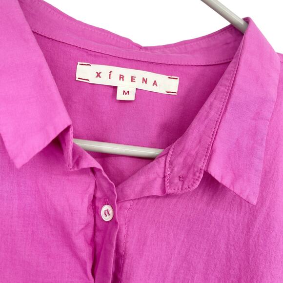 XiRENA Channing Button Up Short Sleeve Shirt Pink Size Medium Coastal Boho - Picture 4 of 6